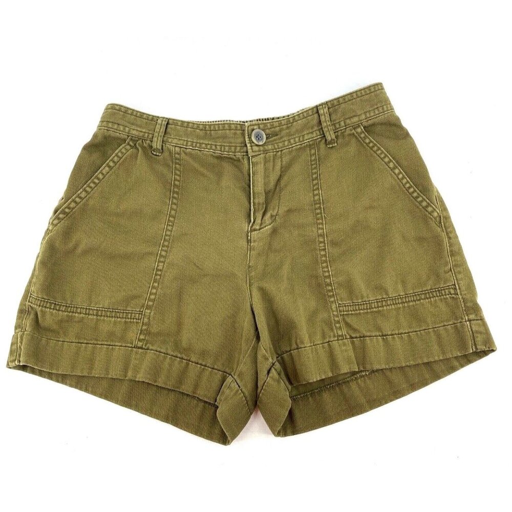 Old Navy Women's Green Khaki Shorts Size 0 Chino Pockets Casual Summer 13" Lengt
